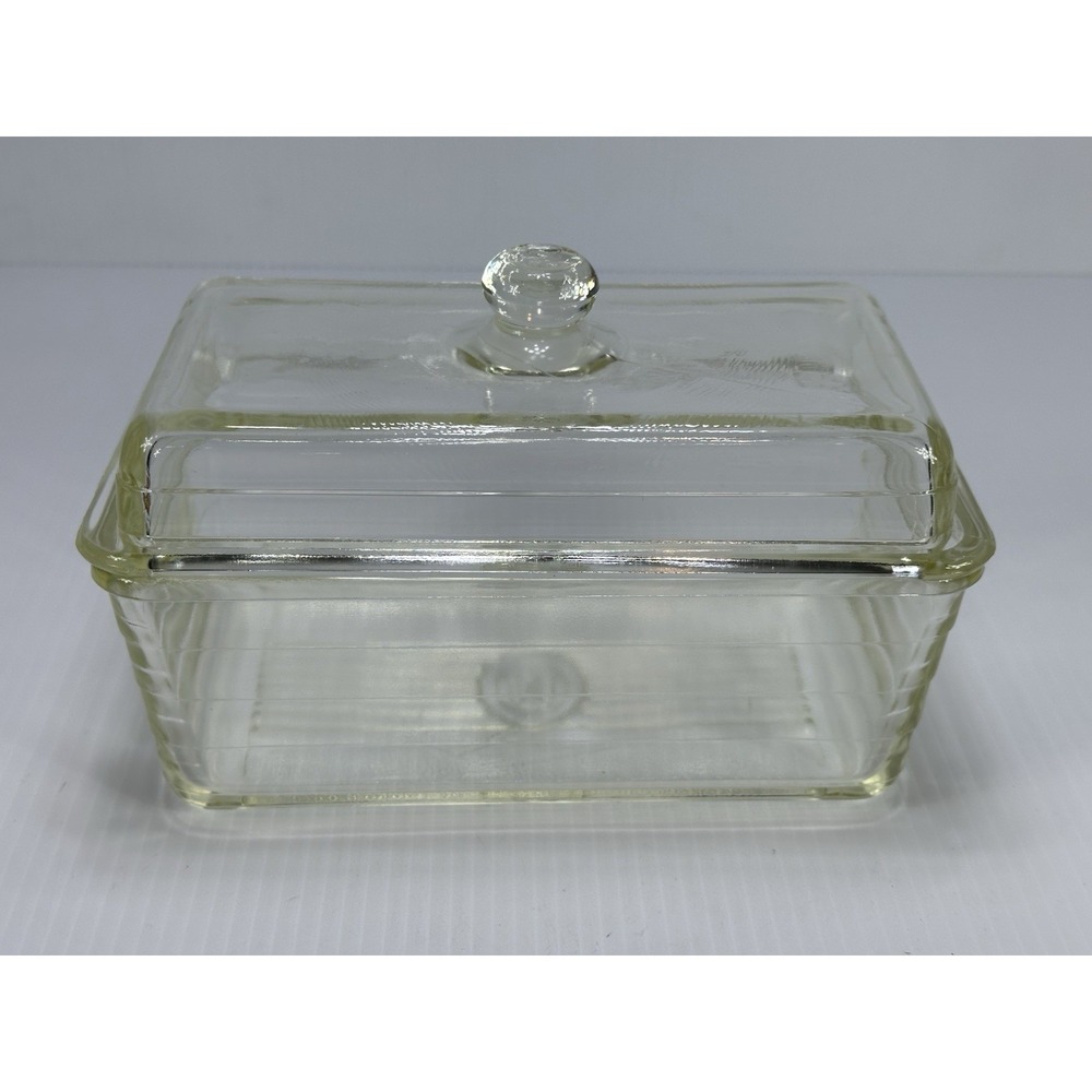 Vintage 1940's Westinghouse Glass Refrigerator Storage Dish‎ w/Lid 9"x5"